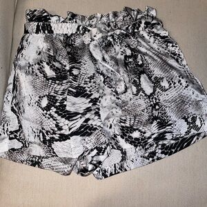 Snakeskin silk shorts